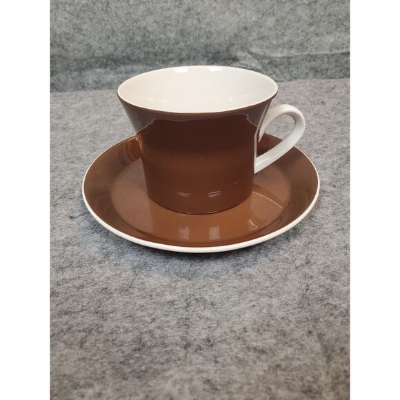 Mikasa MCM Duplex Cup & Saucer in Brown Ben Seibel D3800 Made in Japan - Picture 1 of 9